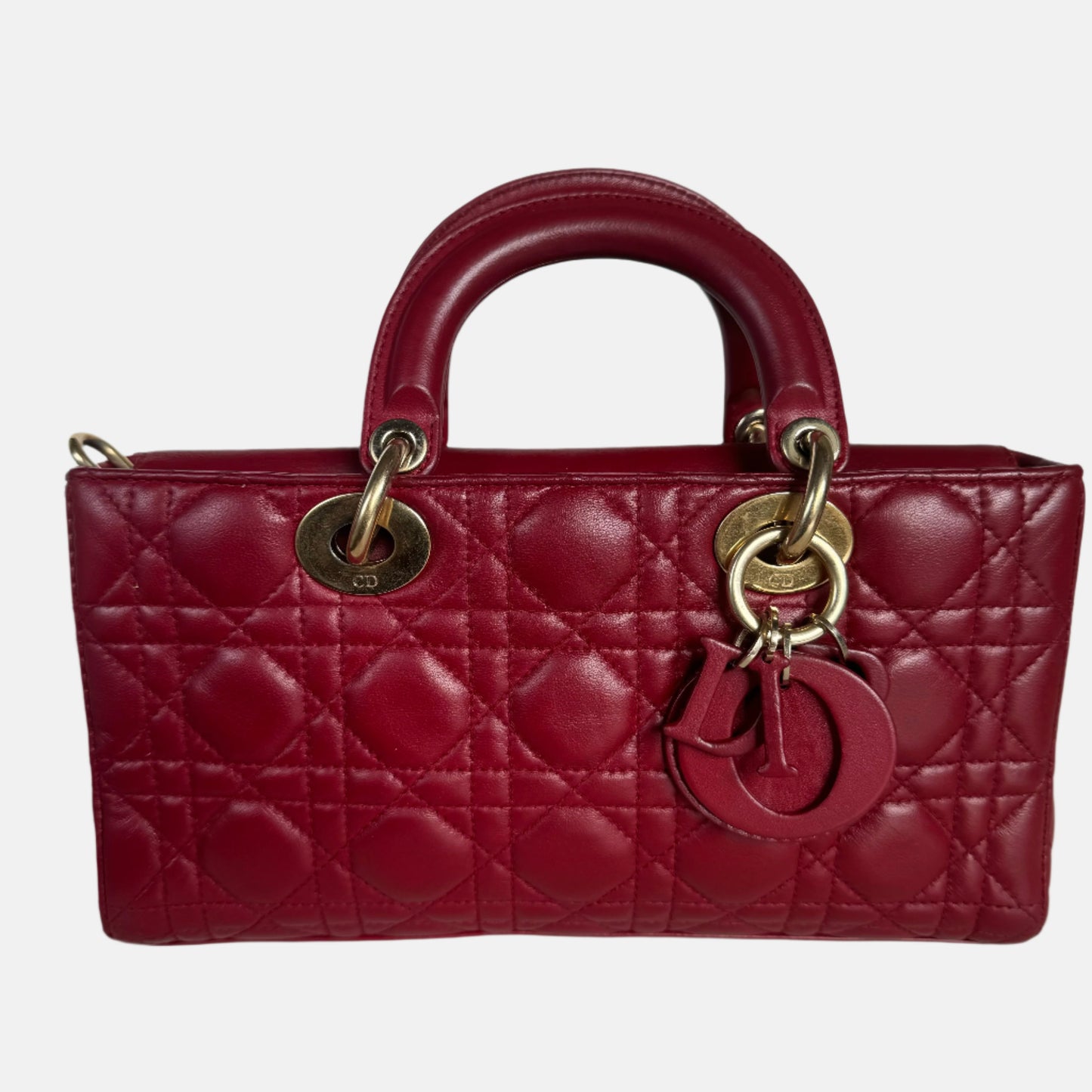 Lady D-Joy Medium Handbag Burgundy  Lambskin Cannage Leather, 2016