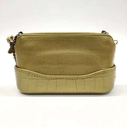 Sold Chanel Gabrielle Mini Gold Crocodile Embossed Calfskin Leather Crossbody Bag