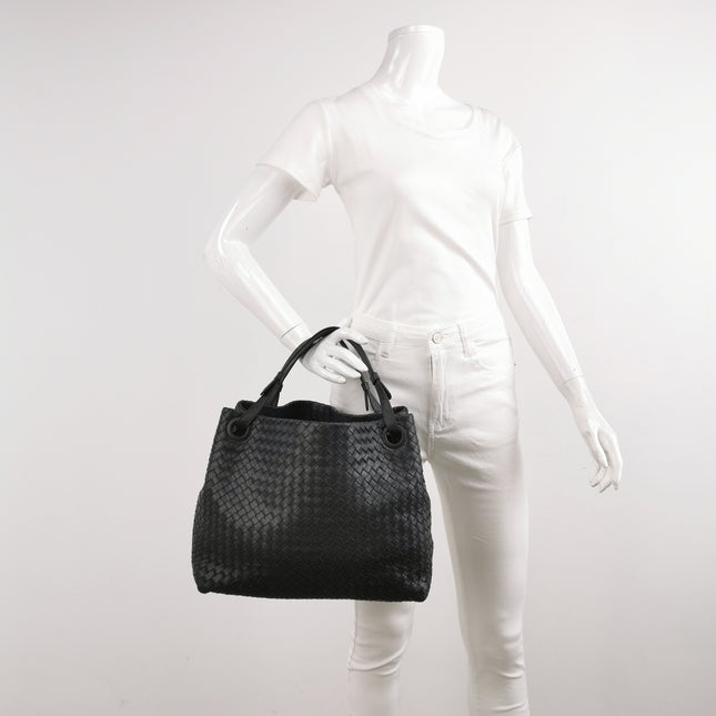 Bottega Veneta Garda Black Intrecciato Nappa Leather Large 33cm
