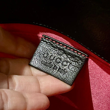 Gucci Horsebit 1955 Large Black Leather Embellished Snake Head Buckle