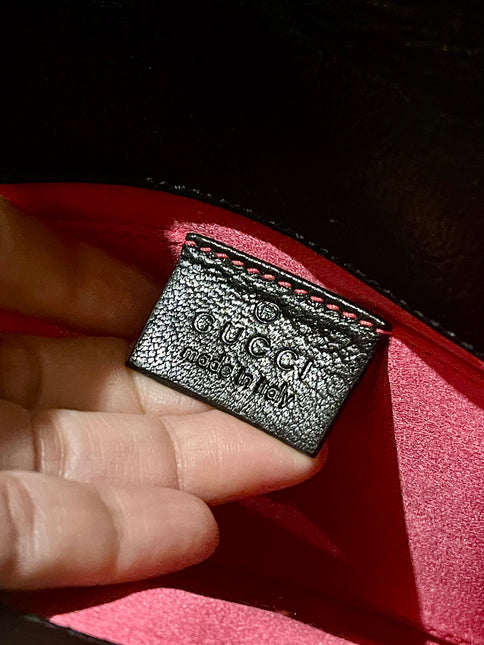 Gucci Horsebit 1955 Large Black Leather Embellished Snake Head Buckle