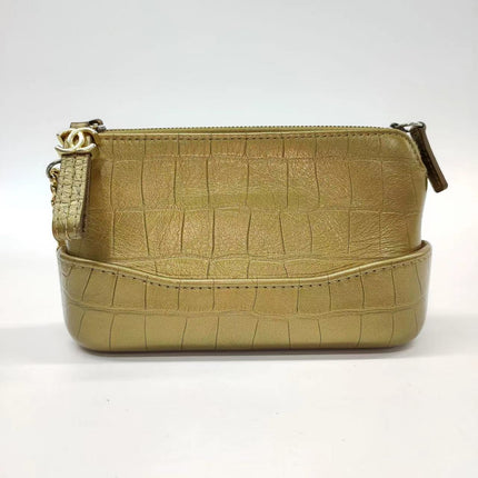 Sold Chanel Gabrielle Mini Gold Crocodile Embossed Calfskin Leather Crossbody Bag