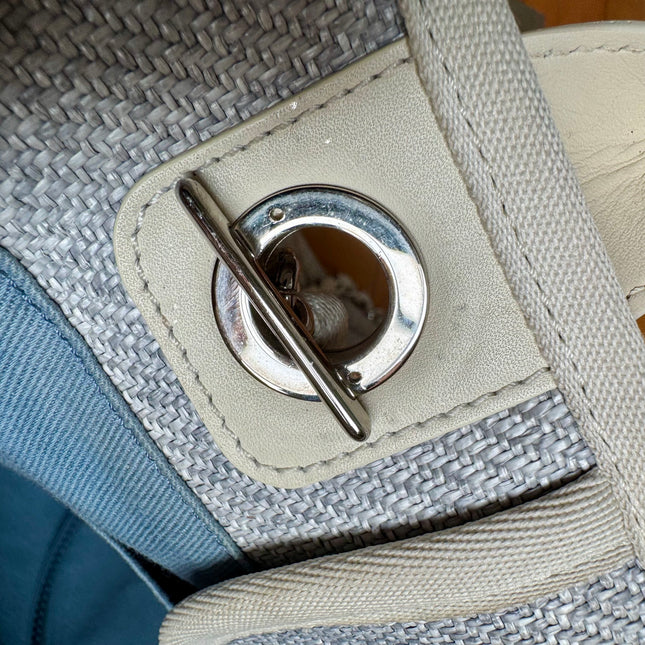 Chanel Deauville Tote Medium Light Blue Grey Denim Top Handle 2013-2014