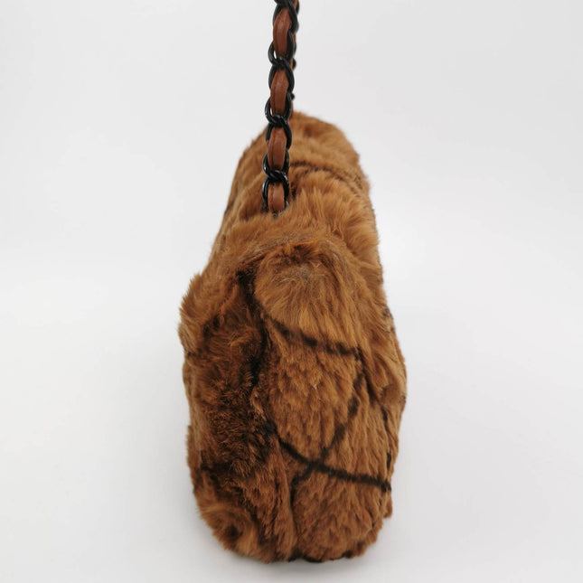 Sold Chanel 2002 Brown Lapan Rabbit Fur Vintage Flap Bag