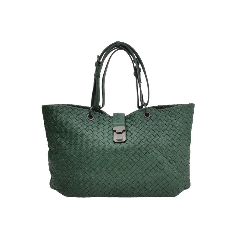 Bottega Veneta Roma Tote Intrecciato Lambskin Leather Dark Green 40cm-Luxbags