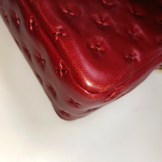 Chanel Paris-Rome Cross Stitch Mini Coco Handle Red Lambskin Crossbody Bag, 2017