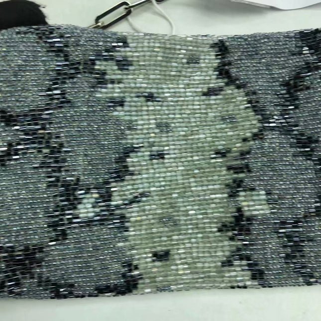 Gucci by Tom Ford Grey Blue Beaded Snake-skin Pattern Chain Shoulder Bag S/S 2000