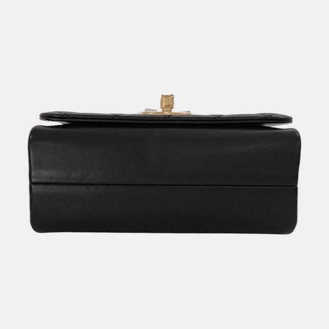 Chanel Classic Flap Mini Pearl Chain Black Lambskin Gold Hardware