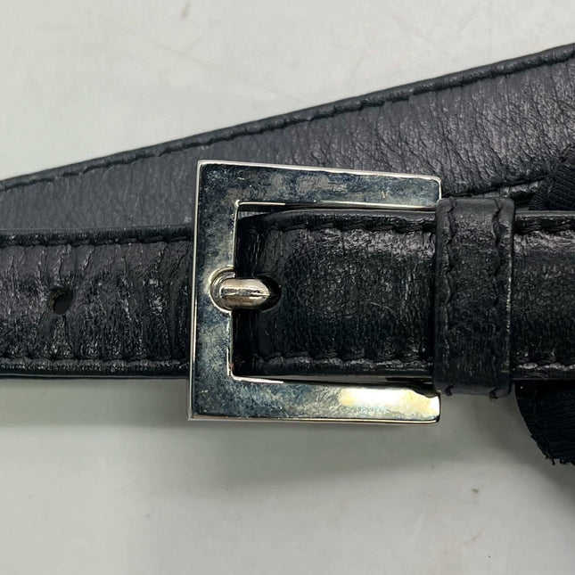 FENDI Baguette Vintage Black Cloth Silver Hardware Shoulder Bag