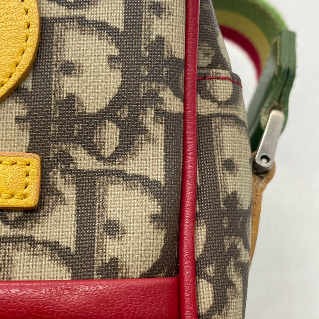 Dior No. 2 Rasta Trotter Camera Bag Beige Monogram Red Yellow Green Web Strap