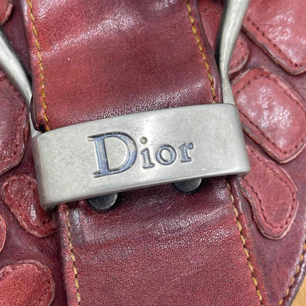 Dior Vintage Gaucho Large Red Leather Crocodile Embossed Crossbody Bag