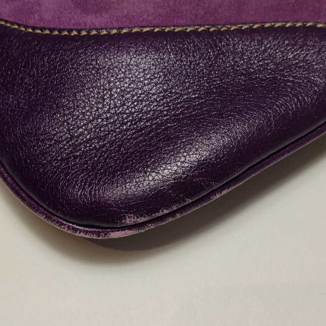Gucci Jackie Vintage Large Purple Suede Leather Ringlets Decoration