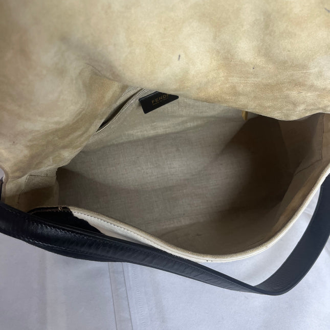 Fendi Mamma Baguette Large Pony hair in Cow Print Black and White