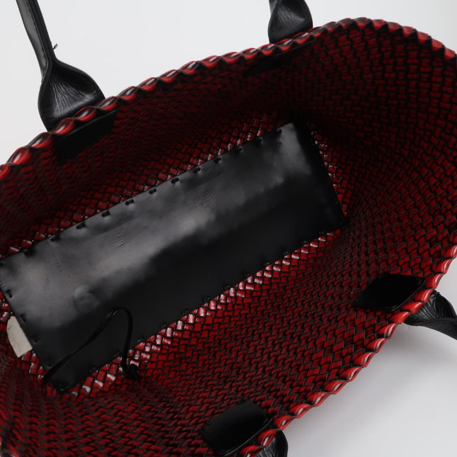 Bottega Veneta Cabat Large Intreccio Burgundy Patent Leather 40cm