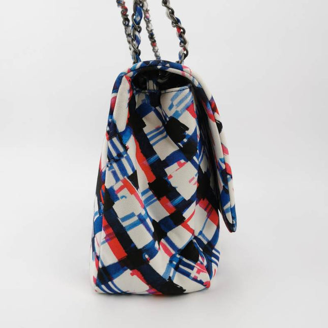 Sold Chanel Airline XXL Artsy Printed Canvas Single Flap Double Chain Bag Multicolor