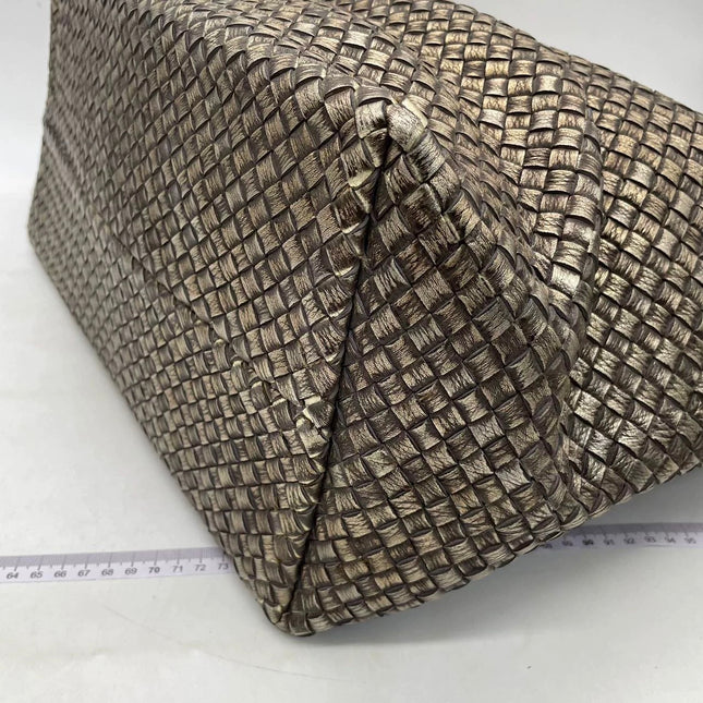 Bottega Veneta Cabat Large Intreccio Deerskin Leather Tote Bag Gold