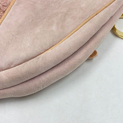 Dior Saddle Vintage Shoulder Bag Medium Shearling and Ostrich Leather Pink