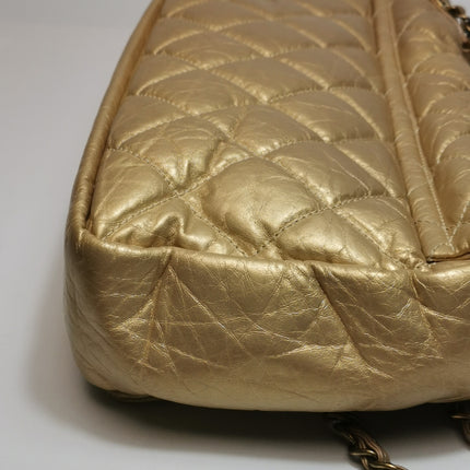 Chanel Paris Bombay Pondicherry Flap Bag Quilted Large Gold Shiny Calfskin Leather