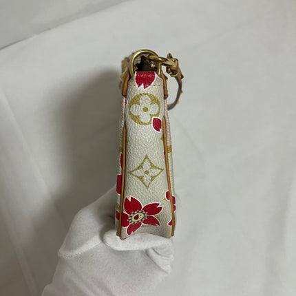 Louis Vuitton x Takashi Murakami Cherry Blossom Pochette Accessoire White Monogram