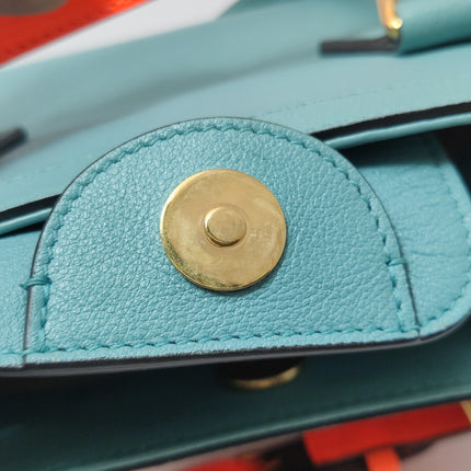 Gucci Diana Mini Blue Leather Bag Bamboo Handle with Strap