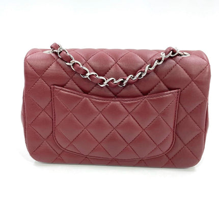 Chanel Classic Flap Rectangular Mini Burgundy Lambskin Silver HW, 2019