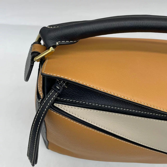 Loewe Puzzle Medium Tricolor Black Yellow Calfskin leather bag