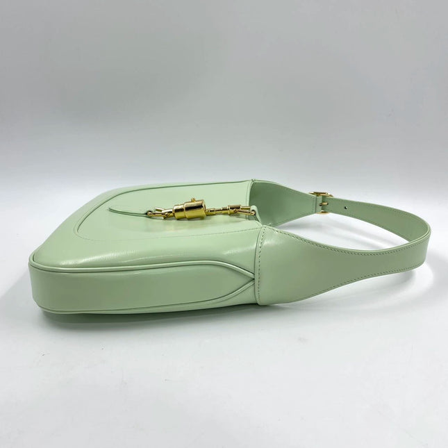 Gucci Jackie 1961 Light Green Leather Bag Small with Adjustable Strap