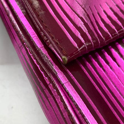 Fendi Baguette Pink Patent Leather Striped Gold Hardware Shoulder Bag