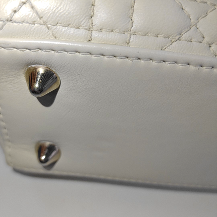 Lady Dior Small My Abcdior White Ecru Lambskin Cannage Leather
