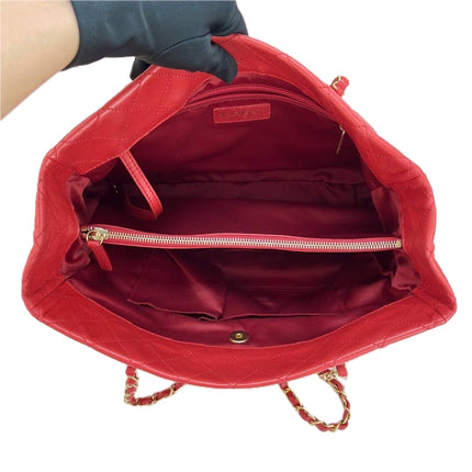 Sac cabas Chanel Grand Shopping Tote en cuir caviar bordeaux, taille GM, finitions argentées