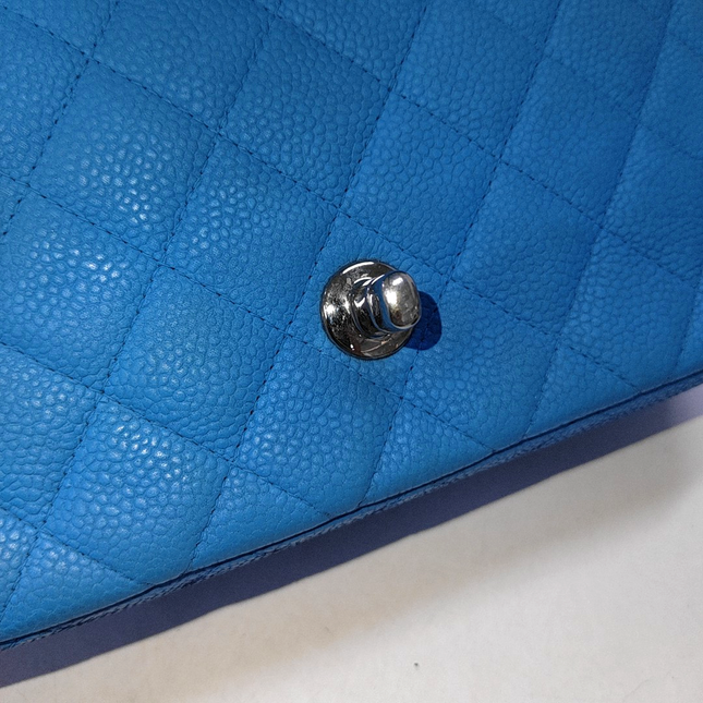 Chanel Classic Flap Rectangular Mini Blue Caviar Leather