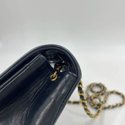 Chanel Diana CC Flap Bag Small Vintage Black Lambskin Leather with 24k Gold HW, 1989-1991