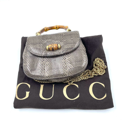 Sold Gucci Bamboo 1947 Night Mini Python Evening Bag with Chain
