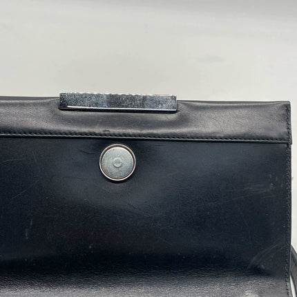 Gucci Vintage Black Leather Shoulder Bag Jumbo Square G Logo