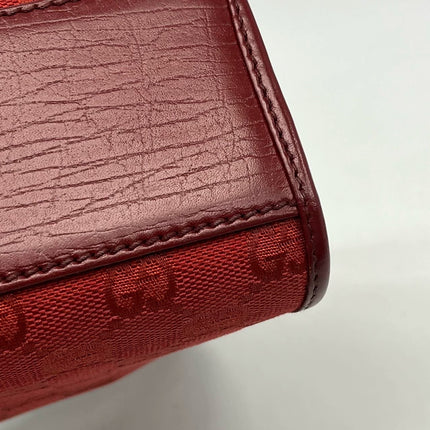 Gucci Jackie Vintage Red Monogram Fabric and Leather Shoulder Bag