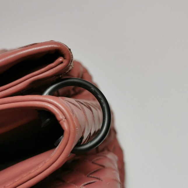 Bottega Veneta Roma Mini Bag Intrecciato Nappa Leather Pink 25cm