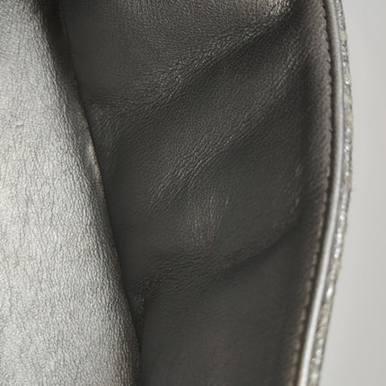 Chanel 2.55 Mini Chevron Stitching Silver Patterned Calfskin Leather Silver Hardware Flap Crossbody Bag