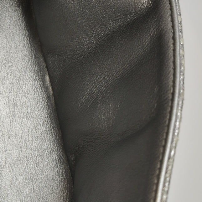 Chanel 2.55 Mini Chevron Stitching Silver Patterned Calfskin Leather Silver Hardware Flap Crossbody Bag