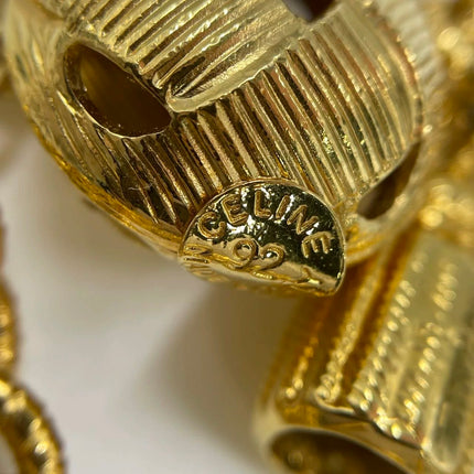 Celine 1990s Vintage Gold-tone Link Charms Bracelet
