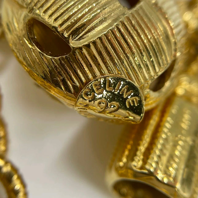 Celine 1990s Vintage Gold-tone Link Charms Bracelet