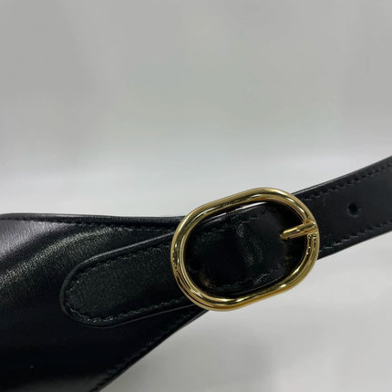 Gucci Jackie 1961 Black Leather Bag Small Piston Lock With Strap