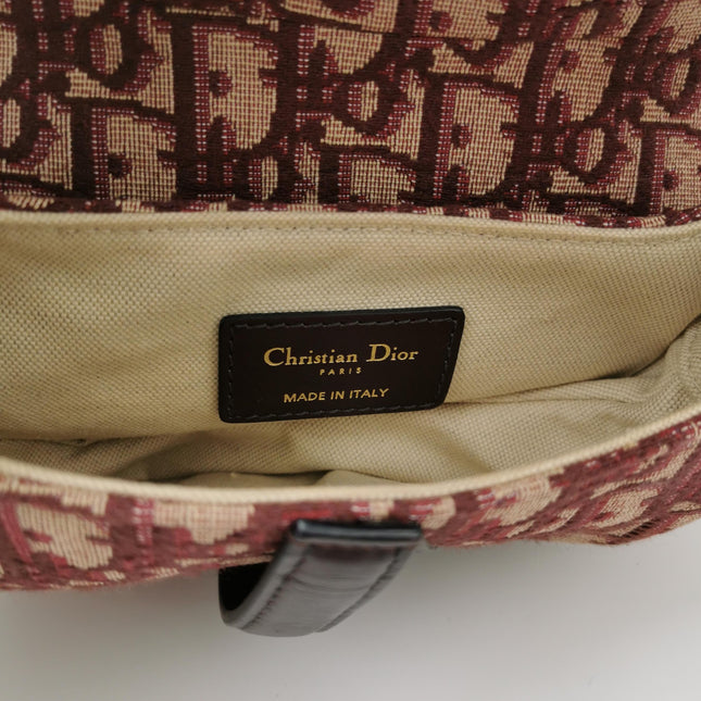 Dior Saddle Mini Burgundy Oblique Monogram Canvas with Strap