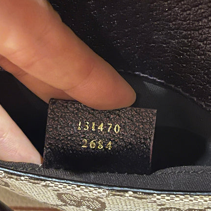 Sold Gucci Horsebit 1955 Chain Bag Gucci Monogram Iridescent Purple Leather and Gold Studs