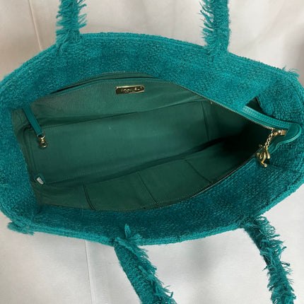 Chanel x Pharrel Williams Tweed Giant Logo Shopping Tote Green Quilted