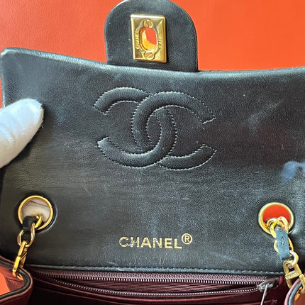 Chanel Vintage Classic Flap Mini Square Black Lambskin 24k Gold HW, 1989-1991