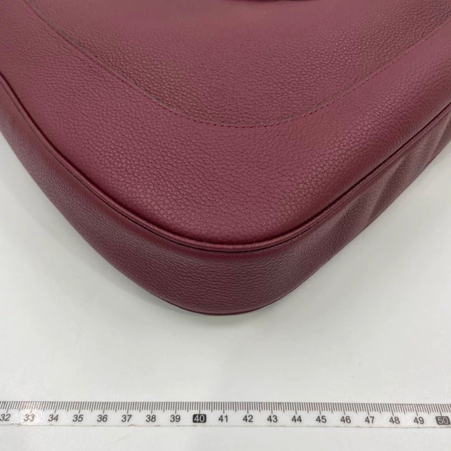 Gucci Jackie 1961 Burgundy Large Pebbled Leather Shoulder Bag with Strap