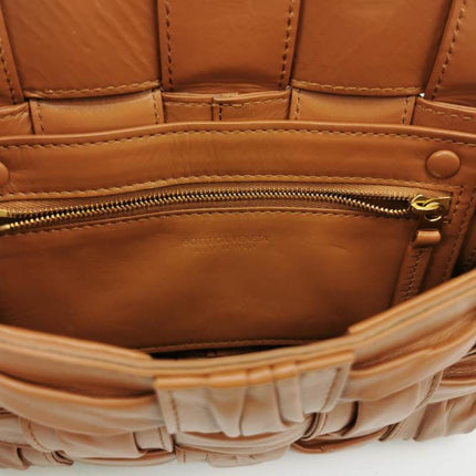 Bottega Veneta Brick Cassette Small Tan Brown Leather Crossbody Bag