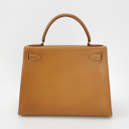 Hermes Kelly 28 Sellier Brown Gold Epsom Leather Gold Hardware 1985