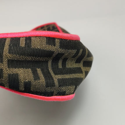 FENDI Baguette Zucca Monogram Canvas with Pink Neon trimming Crossbody Bag