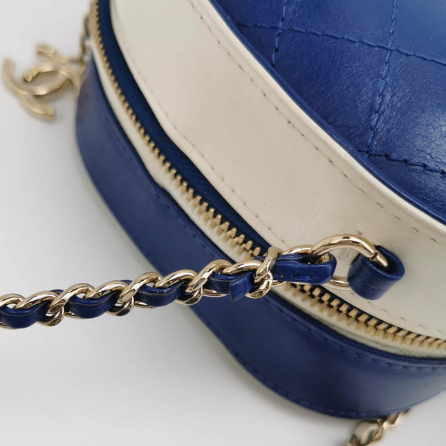 Sold Chanel White and Blue Small Crumpled Calfskin Vanity Case Crossbody Bag
